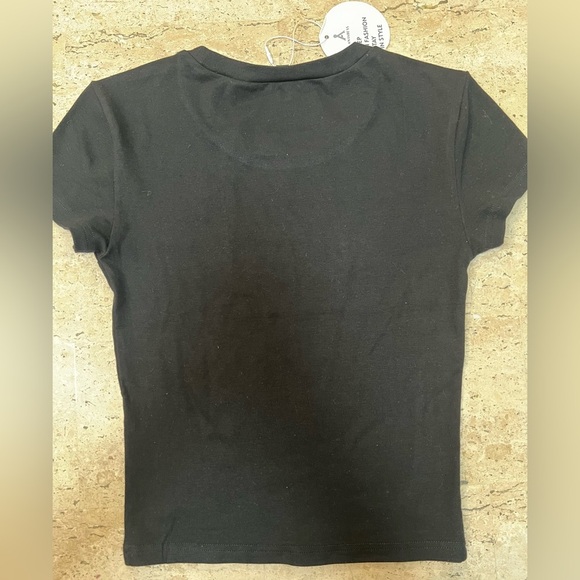 ANRABESS Women Short Sleeve Crop Top Crew Neck Basic Tee Shirt Slim Tight Size S - Picture 3 of 5